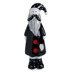 Сувенир керамика "Дед Мороз в пальто с красными пуговками" чёрный 20,5х6,6х7,3 см No Brand