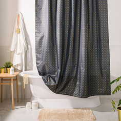 Занавеска (штора) Grid Grey для ванной комнаты тканевая 180х200 см., цвет серый Wess