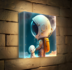 Картина постер с подсветкой Moretti с дополненной реальностью, 25см*25см космонавт и малыш