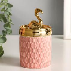 Шкатулка керамика "Золотой фламинго" 13,5х7,5х7,5 см No Brand