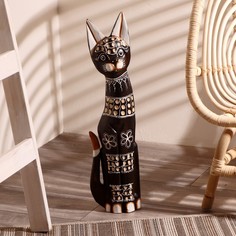 Сувенир дерево "Кошка с точечным узором" 6х13х60 см No Brand