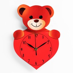 Часы настенные "Медвежонок с сердечком", дискретный ход, 27 х 19 см No Brand