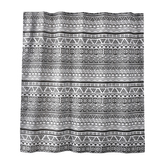 Занавеска штора Moroshka Nomads для ванной тканевая 180х180 см. цвет белый и черный