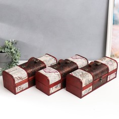 Шкатулка дерево под бутылку Карта путешествий и розы 12,5х35х13,5 см No Brand