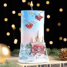 Свеча - цилиндр "Зимняя рябина", 9,5х4х15,5 см No Brand