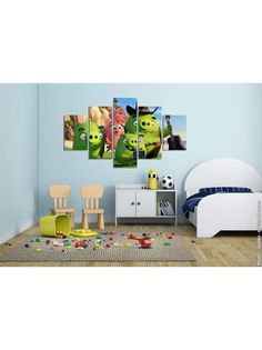 Картины Красотища Модульная картина в детскую Angry Birds 140х80
