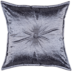 Декоративная подушка бархат плюш с пуговицей ZenginTex, 45х45 см., серый