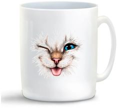 Кружка CoolPodarok Животные.Голубые глазки моргает