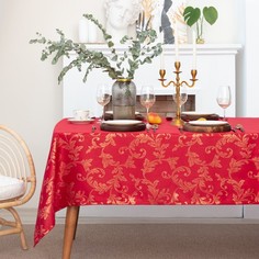 Скатерть Этель "Patterns" цвет красный, 142*283 +/-3 см, 115 ±10 гр,100% п/э No Brand