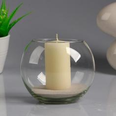 Ваза-шар "Классика"с белой свечой, 12?10 см, 9 ч, стекло Сима ленд