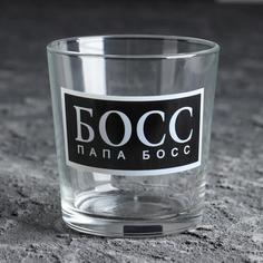 Бокал для виски "Папа босс" черный фон No Brand