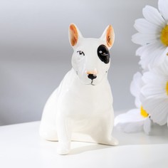 Статуэтка фарфоровая "Бультерьер черный глаз", 10 см, авторская роспись No Brand