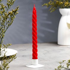 Свеча витая, 2,3х 24,5 см, 5 ч, 50 г, красная Омский Свечной
