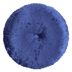 Декоративная подушка круглая бархат плюш с пуговицей ZenginTex, 40х40 см., синий