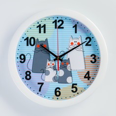 Часы настенные, серия: Детские, Кошки, плавный ход, d=28 см Solomon