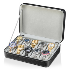 Шкатулка футляр органайзер для часов Leader Zipper-10 на молнии черный мужской