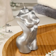 Свеча фигурная лакированная "Женский силуэт", 10 см, серебро No Brand