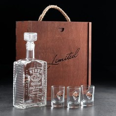 Набор "Непробиваемый. Limited коричневый", штоф с пулей, 3 стопки с пулей Дарим Красиво