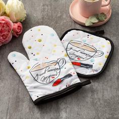 Кухонный набор Доляна Good morning, прихватка 17х17 , рукавица 26х16