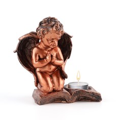 Подсвечник Ангелочек, на книге, на одну свечу, 12 х 5 х 13 см No Brand