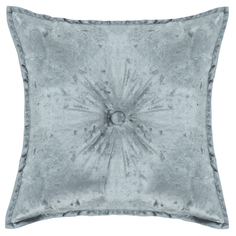 Декоративная подушка бархат плюш с пуговицей ZenginTex, 45х45 см., серо-голубой
