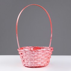 Корзина плетеная 19х9/32 см, коралловый, бамбук No Brand