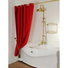MIGLIORE Шторка L180xH200 см. для душа/ванны, текстиль, узор БАРОККО, цвет красный
