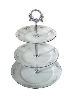 Этажерка 3-х ярусная "Констанция" ; декор "Серый орнамент" Thun