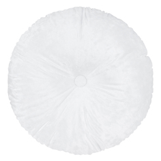Декоративная подушка круглая бархат плюш с пуговицей ZenginTex, 40х40 см., белый