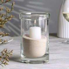 Ваза-цилиндр декоративная Фиона-3, 10х15 см, со свечой, No Brand