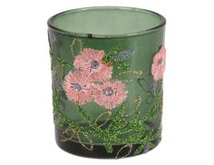 Подсвечник под чайную свечу КРУЖЕВНОЕ ЛЕТО, стекло, тёмно-зелёный, 7х8 см, Koopman Interna