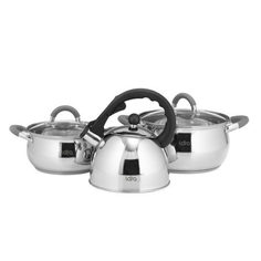 Набор посуды 5 предметов / Lara LR02-103 Bell / Кастрюля 2,7 л / Кастрюля 4,7 л / Чайни No Brand