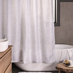 Занавеска штора Moroshka Shelest для ванной тканевая 180х200 см. цвет белый серый
