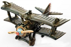 Подарочный штоф Самолет, цветной с золотом Лефортовский Фарфор