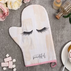 Варежка-прихватка Hello beautiful 20х28см,саржа, 100% х/л, ватин 250г/м2 No Brand