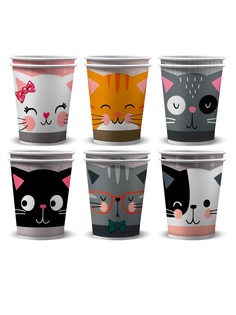 Набор бумажных стаканов ND Play Кошки с ушками 250 мл 12 шт