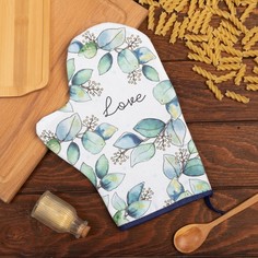 Варежка-прихватка "Flower mood" 20х28см,саржа, 100% х/л, ватин 250г/м2 Этель