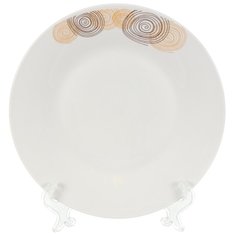 Тарелка десертная, керамика, 19 см, круглая, Бежевые круги, Daniks
