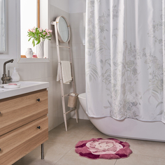 Занавеска (штора) Fleur для ванной комнаты тканевая 180х200 см., цвет белый Moroshka