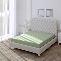Простыня на резинке LOVEME Smoke Green 200х200 см, меланж, 100% хлопок, зеленый