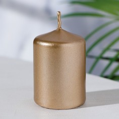 Свеча - цилиндр, 4х6 см, 9 ч, золото No Brand