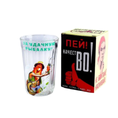 Стакан граненый в подарочной упаковке "За удачную рыбалку!" 250 мл No Brand