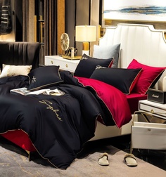 Комплект постельного белья Winni Жатка на резинке Черно Красное - Полутораспальное