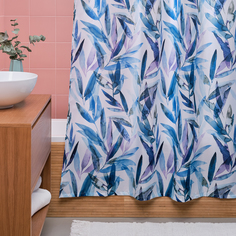 Занавеска (штора) Akvarel для ванной комнаты тканевая 180х180 см., цвет голубой белый Moroshka