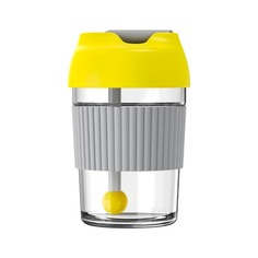 Стакан-непроливайка KissKissFish Rainbow Bobo Cup с трубочкой серый, жёлтый