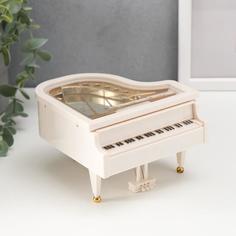 Шкатулка музыкальная механическая Белый рояль с балериной 12х13,5х8,5 см No Brand