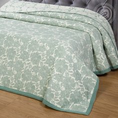 Покрывало Жаккардовое Танец цветов зеленое 220х235 Евростандарт 100% Хлопок