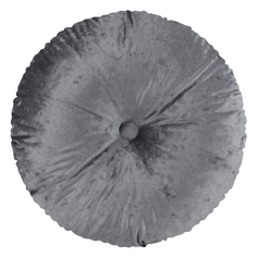Декоративная подушка круглая бархат плюш с пуговицей ZenginTex, 40х40 см., серый меланж