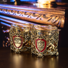 Город Подарков Бокалы для виски Настоящий Мужчина + Юбилей 55 лет в деревянной шкатулке