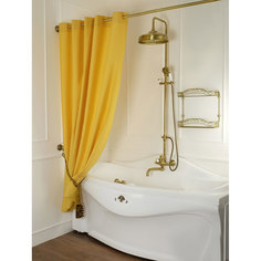 MIGLIORE Шторка L180xH200 см. для душа/ванны, текстиль, узор АР-ДЕКО, цвет бежево-золотой